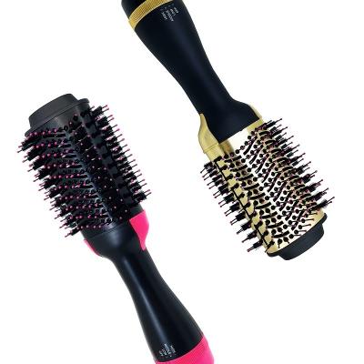 China Ionic Multifunction Electric Hot Air Styler Hot Air Comb One Step Hair Straightener Detangling Hair Brush Black for sale