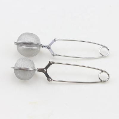 China Sustainable 2-Size Stainless Steel Tea Tools Snap Mesh Tea Ball Infuser Strainer for sale