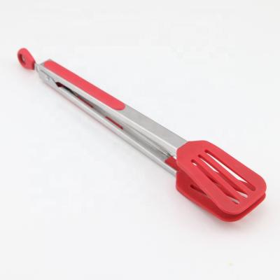 China Durable Silicone Stainless Steel Kitchen Tongs With Locking Clip for sale