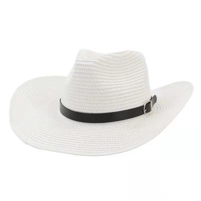 China 2022 Straw Hat Men Summer Western Cowboy Casual Hat With Wide Brim Women Hollow Out Straw Beach Hats for sale