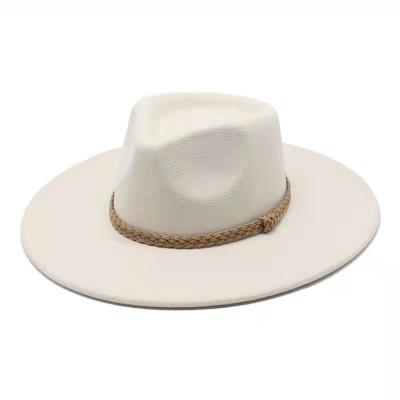 China Fashion Wide Casual High Quality Pure Color Printed Casual Edge Running Wool Felt Fedora Hat for sale