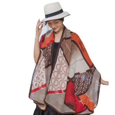 China Long Shawl Cotton Striped Beach Sunscreen Summer Scarf For Lady for sale