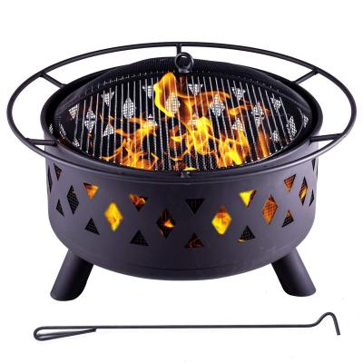 China Popular USA Store Outdoor Large Size Fire Grill Wood Burning Fire Pit With BBQ Grill for sale