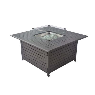 China USA Stock Outdoor Heating Outside Square Patio Backyard Propane Fire Pit With Wind Glass Guard for sale