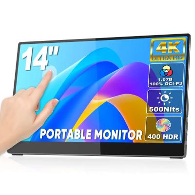 China UHD 14,0 inch IPS 4k Travel Monitor 10 punten Touch Screen USB-C HD voor Laptop Te koop