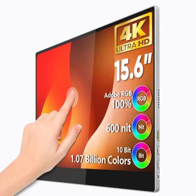 Chine 100% couleur gamme HDR 4K Portable 15,6 pouces écran tactile Moniteur 600 luminosité HDR PS5 Portables Interface USB à vendre