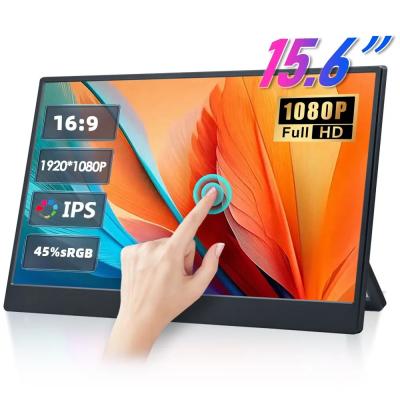 China 15.6 Inch Portable Monitor with Touchscreen Desktop Stand for Laptop Computer PS5 for sale