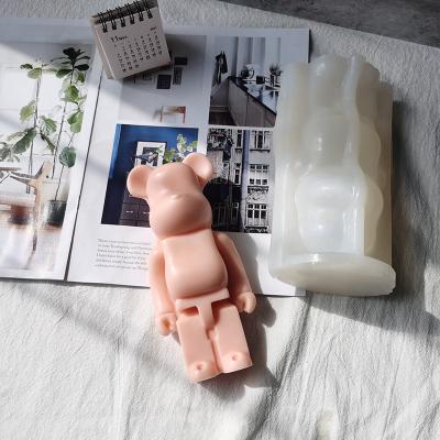 China New Design 3D Sustainable Fashion Cartoon Violent Bearbrick Bear Candle Mold Bear Figure Plaster Candle Mold Silicone Mold for sale