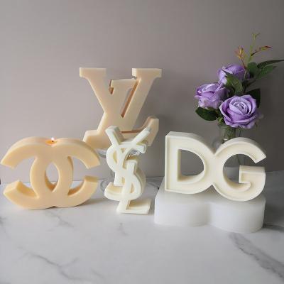 China Disposable Home Decoration DIY Resin Crafts Casting Epoxy Resin Molds Luxury Brand Logo Silicone Candle Mold Big Letters for sale