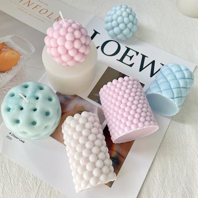 China New Design DIY 3D Sustainable Beeswax Small Bubble Form Soap Silicone Molds Candle Cylinder Bubble Candle Mold for sale