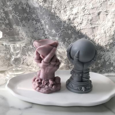 China Sustainable DIY Home Decor Ghost Claw Magic Hand Unique Candle Mold Spiral Twisted Rose Hand Silicone Mold Elegant for sale