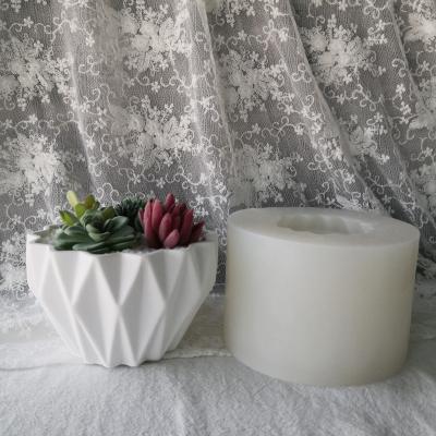 China DIY Disposable Succulent Flowerpot Cement Plaster Molds Ceramic Flower Pot Silicone Fleshy Clay Plant Concrete Potted Molds for sale