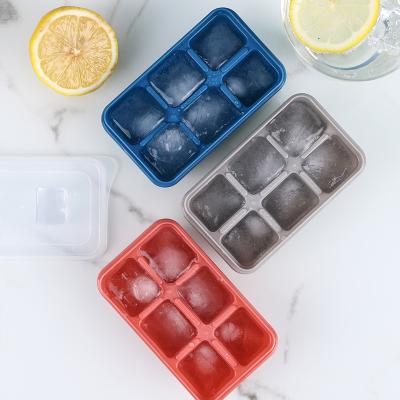 China Amazon Hot Sale BPA Free Stackable Easy Release 6 Cavities Whiskey Mini Square Small Ice Cube Homemade Trays Stored With Lids for sale