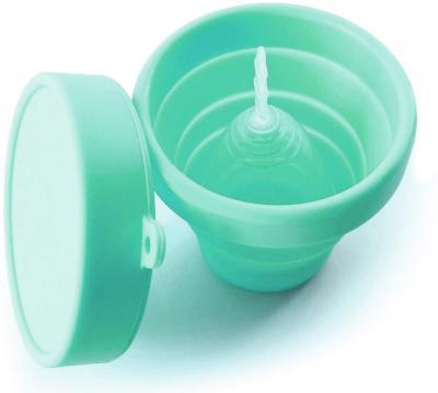 China Sustainable Amazon hot product storing diving cup for Travel Collapsible Silicone Sterilizing Menstrual Cups BPA free folding silicone cup for sale