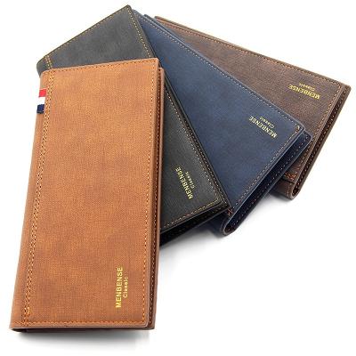 China Factory Supply Fashion Slim Men's PU Leather Slim Men's Long Wallet Latest Fashion Long Grab Purse for sale