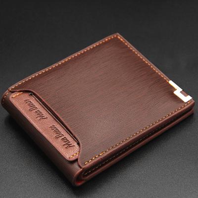 China New Style Waterproof Men's PU Leather Short Wallet Slim Bifold With 5 Credit Card Pockets Slide 2 In 1 Wallet for sale