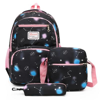 China Polyester 3 in 1 Custom Colorful Children Student Book Backpack Set Primary School Bag with Pencil Case for Girls for sale