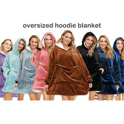 China Fire Retardant Single Layer Flannel Women's OEM Hoodie Cozy Cozy Kids TV Blanket Hoodie With Sleeves for sale