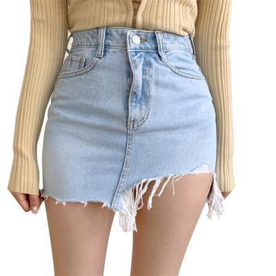 China Breathable Denim Skirt With Pockets Sexy Denim A Line Mini Skirt High Waist Summer Ready Made Skirt For Women for sale