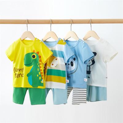 China Summer Baby Breathable Clothing Sets Short Sleeve Suit T-shirt+Pants Cartoon Printing Boy Girl Children Clothing Sets for sale