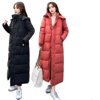 China Anti-wrinkle fashion winter coat female jacket one x long hooded cotton padded down coat mixed color different sizes wholesale for sale