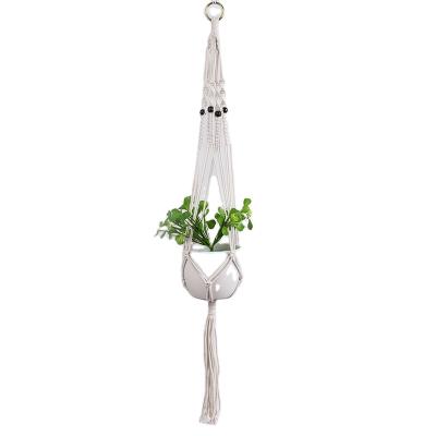 China Factory Price New Eco-Friendly Fashion Cotton Rope Boho Plant Hanger Macrame Plant Hangers Set With Hook Beads for sale