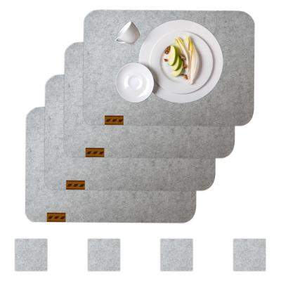 China Wholesale Viable Gray Non-Woven Felt Placemats Table Mats Coasters from factory for sale