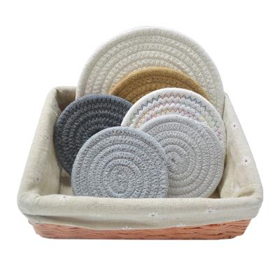 China Sustainable Hot Selling High Quality Environment Friendly Place Mat Rope Cotton Rope Heat Resistant Coaster for sale