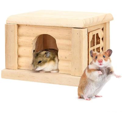 China Small Animal Habitat Stocked Nesting Mini Wooden Hamster House for sale