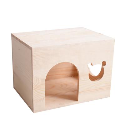 China Breathable Creative Wooden Wooden Nest House Totoro Rabbit House Wooden Pet House for sale