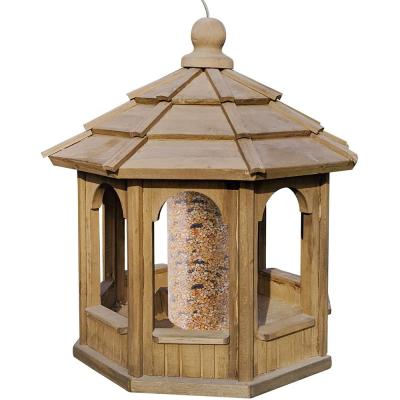 China Stocked Solid Wood Open Window Wild Design Bird Feeder Outdoor Bird Feeder Hanging Wooden Feeder for sale