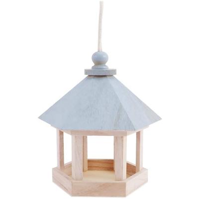 China Viable outdoor hanging birdfeeder keep bird seed, sloped roof protect squirrel, handmade wooden bird house from wild birds for sale