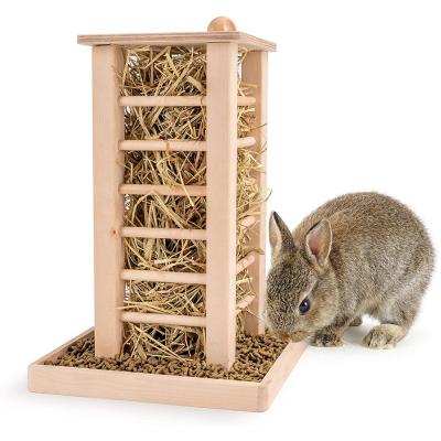 China High Quality Durable Eco-Friendly Hay Grass Storage Solid Wooden Rabbit Hamster Guinea Pig Feeder for sale