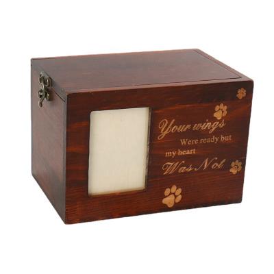 China Wooden Pet Collection Memorial Box Customized Viable Wooden Craft Handmade Vintage With Photo Box Pet Urn for sale