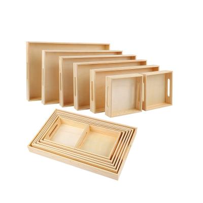 China Rectangular Shaped Food Serving Trays Wooden Serving Trays Wooden Nested Serving Trays for sale