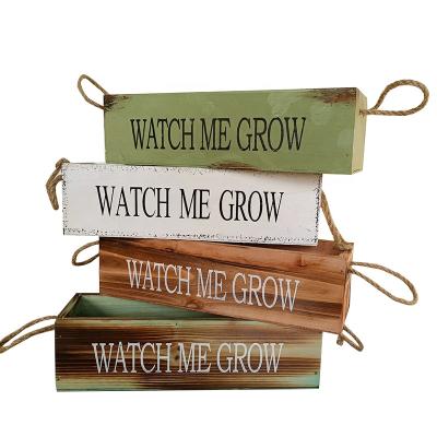 China CLASSIC Wooden Boxes Garden Home Decorative Rectangular Wooden Planter Pot Seeds Cactus Succulent Herbs Flower Box With Handle for sale