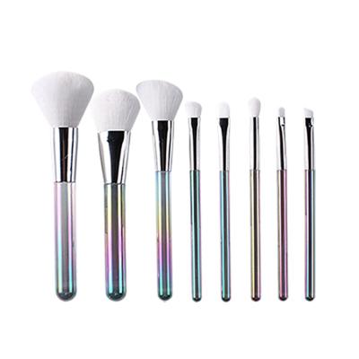 China Angular Blush Travel Light Carrying 8pcs Handle Coloful Logo For Custom Makeup Brushes for sale