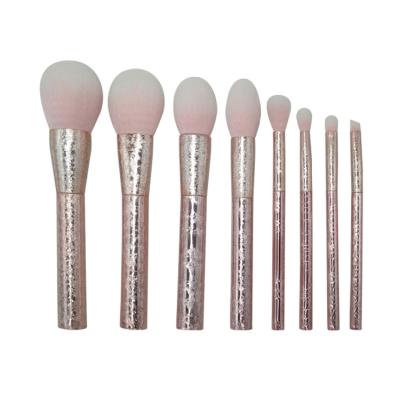 China Angular Blush High Quality Professional Shining 8 Pieces Bling Makeup Brush Set 2021 Pink for sale