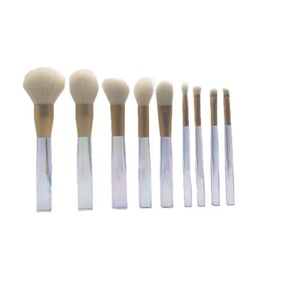 China Angular Blush Makeup Brush Transparent Magic Professional Traveler's Handle Color Makeup Luxury Standing Makeup Brush for sale