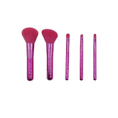 China Angular Blush Red Purple Holographic Travel Sleeve Brush 5 Pieces Custom Logo Professional Makeup Brush for sale