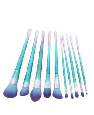 China Angular Blush High Quality Mermaid Makeup 10pcs Professional Unique Customized Brush Kit Wholesale for sale