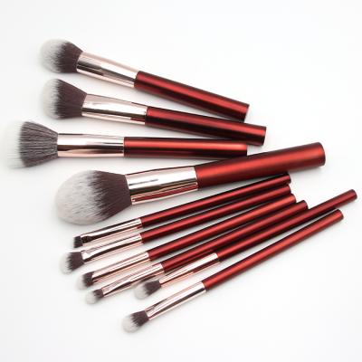 China Angular Blush Red-Brown 10pcs Make Up Eyeshadow Cosmetic Brush Brushes Tools Luxury Makeup Set for sale