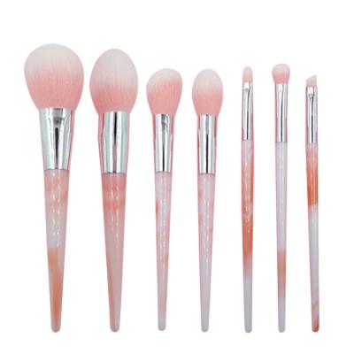 China Angular Blush High Quality Pink Marble Luxury 7 Pieces Set Professional Makeup Brushes Private Label for sale