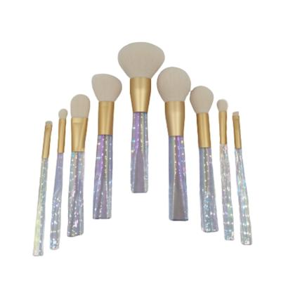 China Angular Blush 9 Piece High Quality Set Shine Color Transparent Handle Can Be Wholesale Custom Makeup Brush Set for sale