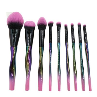 China Angular blush wholesale colorful 9 pieces set high quality professional single travel makeup brush set for sale