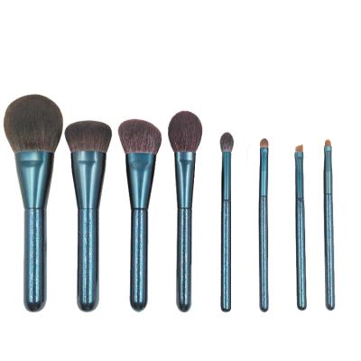 China Angular Blush Dark Gray Blue And Bag Wholesale Natural Hair 8pcs Beauty Makeup Brushes Luxury for sale