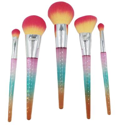 China Angular Blush Professional Travel Luxury Colorful Wholesale 5 Piece Set Can Be Custom Makeup Brush Set for sale