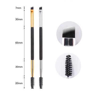 China Skin-friendly Professional Double Ended Makeup Brush Single Angled Brow Brush Customized Color Eyebrow Brush for sale