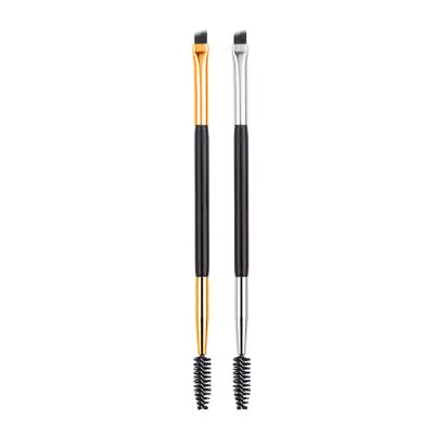 China Beauty Tools Cheap Makeup Angled Brow Brush Customized Double End Brush Synthetic Eyebrow Brush 2 In 1 for sale