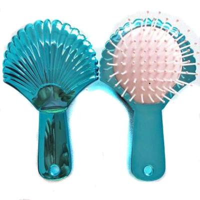 China Waterproof Detangle Children Shell Shape Hair Brush Paddle Cushion Plastic Hair Brush for sale